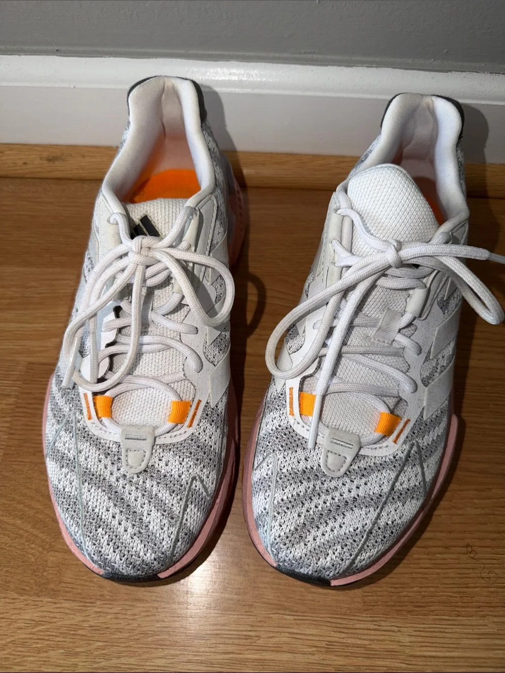 adidas womens Gray & Pink Sneakers with Orange Accents